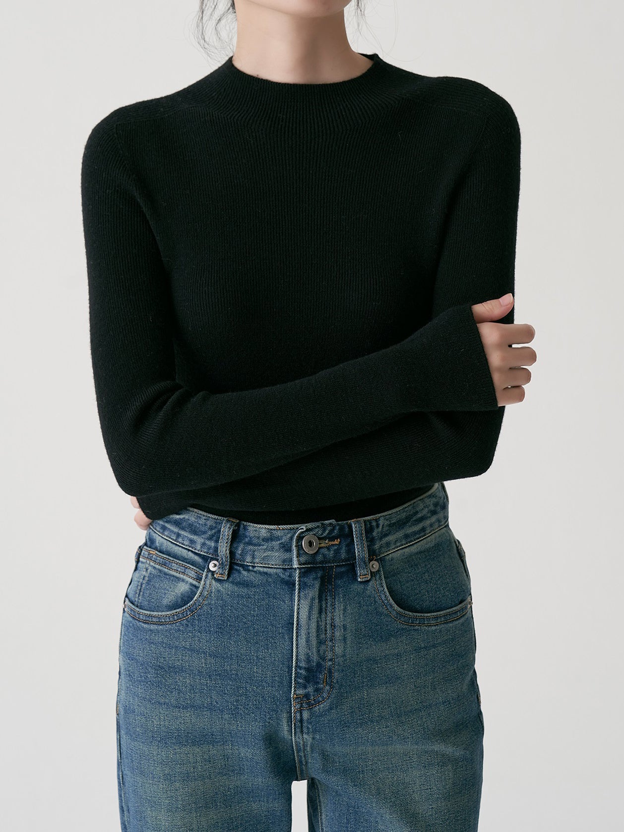 ハイネックストレッチベーシックニット 4色入 - SonderSable