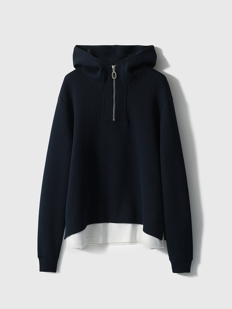 ハーフジップレイヤードフードパーカー 2色入 - SonderSable