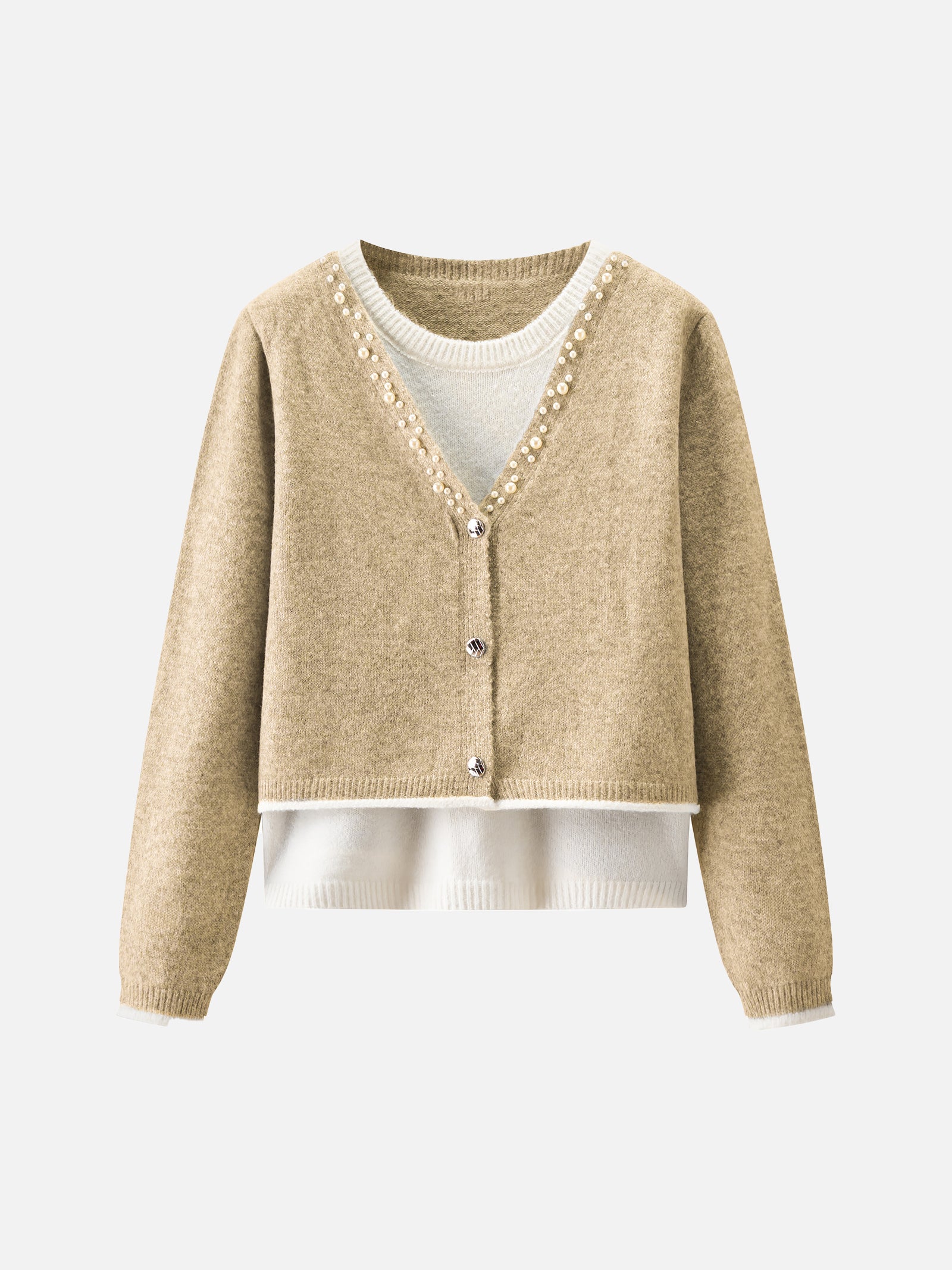 レイヤード配色パールニット　3色入