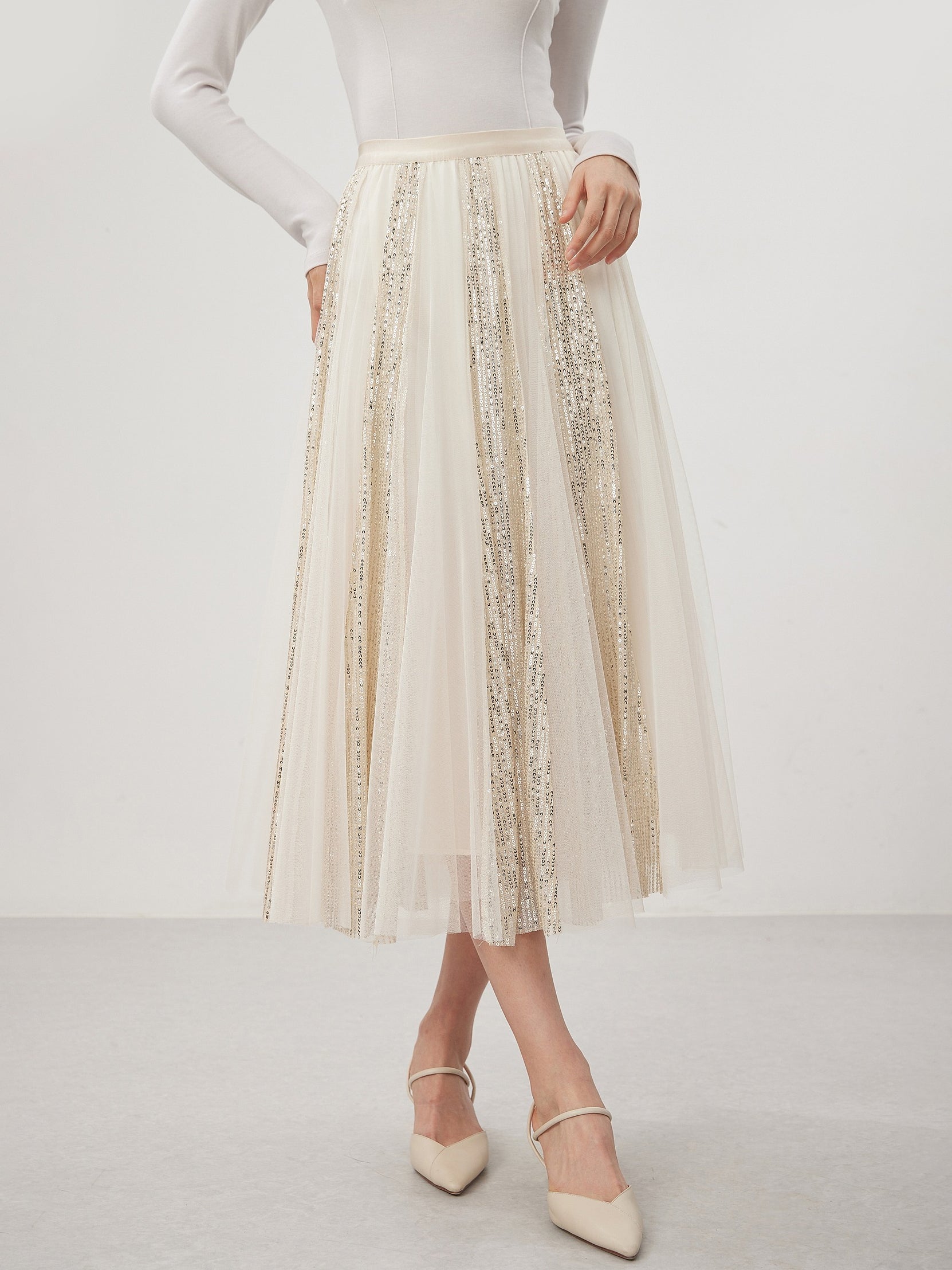 Sequined Tulle Skirt in 3 colors