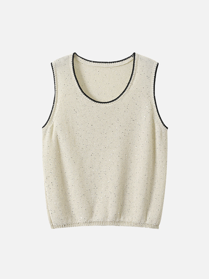 Color-coordinated sequin dot tank knit (2 colors)