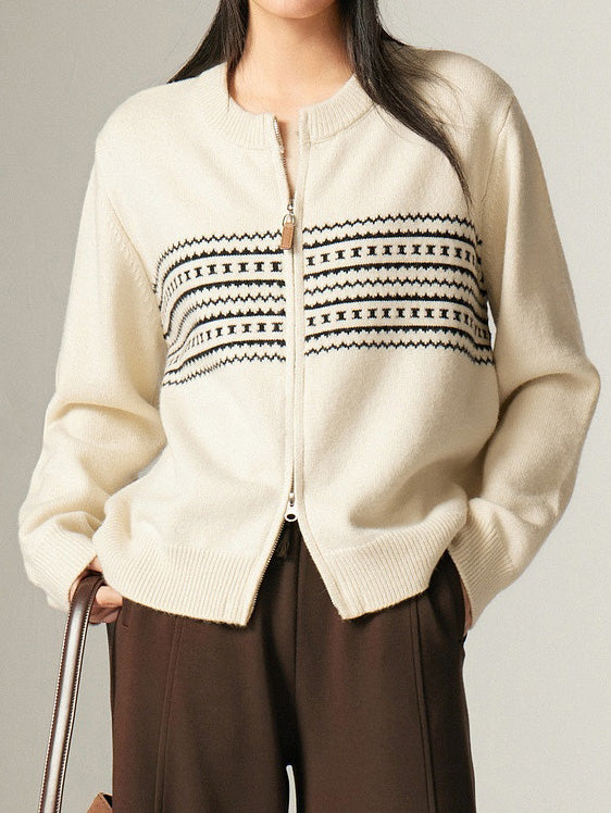 エスニッククルーネックカーディガン　3色入