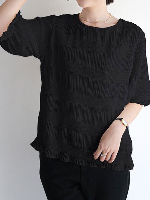 Puff sleeve ruched blouse in 3 colors