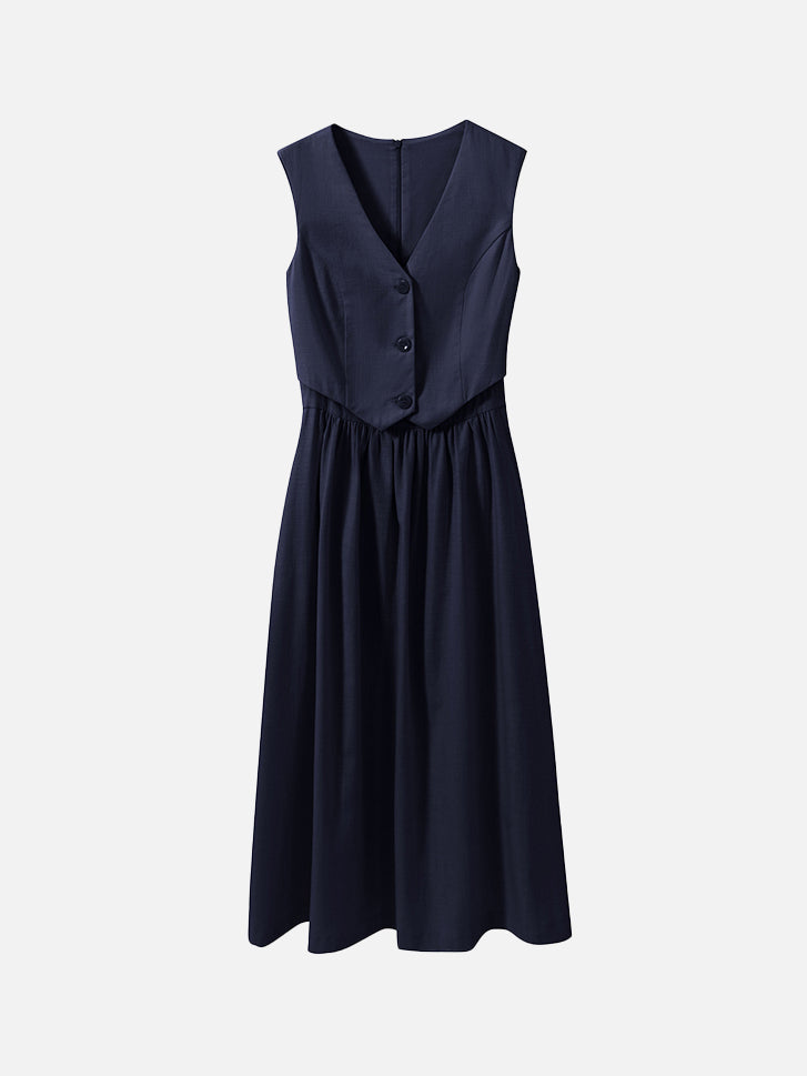 V-neck layered dress in 2 colors