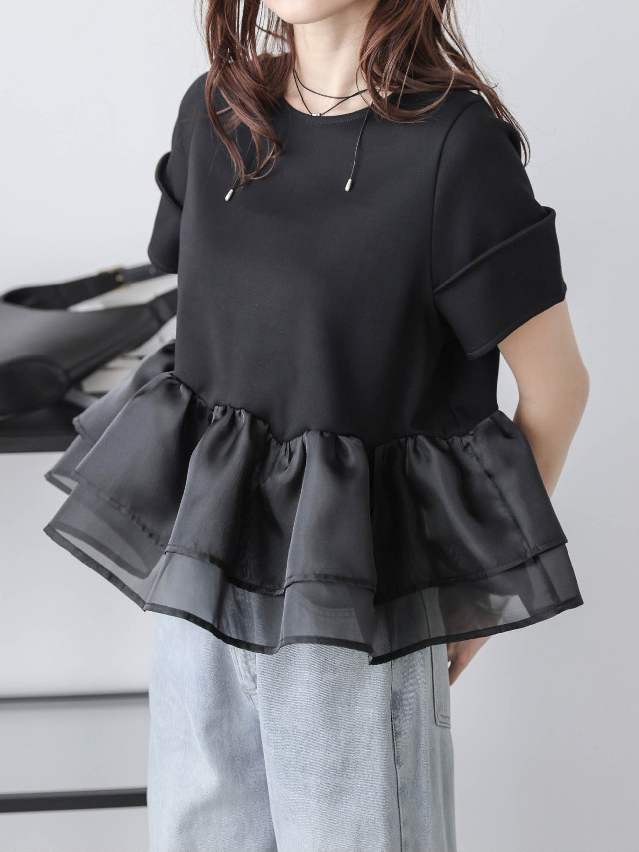シアーフリルドッキングTシャツ　3色入